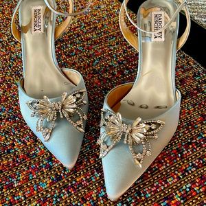 Badgley Mischka collection Women's Kaley Embellished Pumps Azure Blue Satin